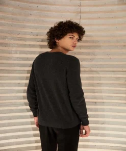 Online Rodier Pull homme col V en cachemire 2 fils anthracite