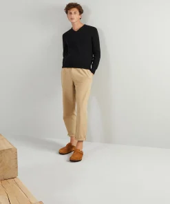 Best Rodier Pull homme col V en cachemire 2 fils noir intense