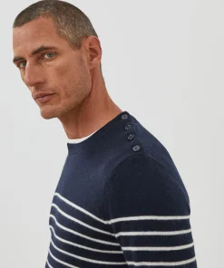 Online Rodier Pull homme marinière cachemire bleu marine