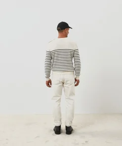 Online Rodier Pull homme marinière cachemire blanc