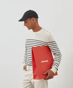 Online Rodier Pull homme marinière cachemire blanc