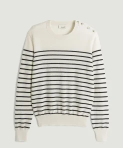 Online Rodier Pull homme marinière cachemire blanc