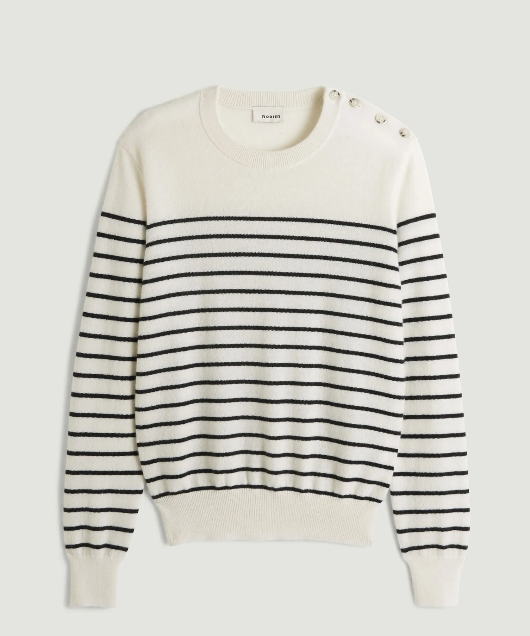 Online Rodier Pull homme marinière cachemire blanc