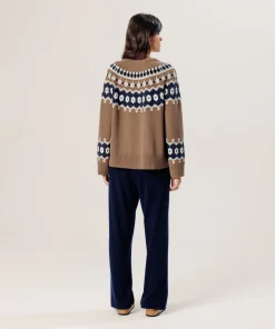 Clearance Rodier Pull jacquard en cachemire marron camel