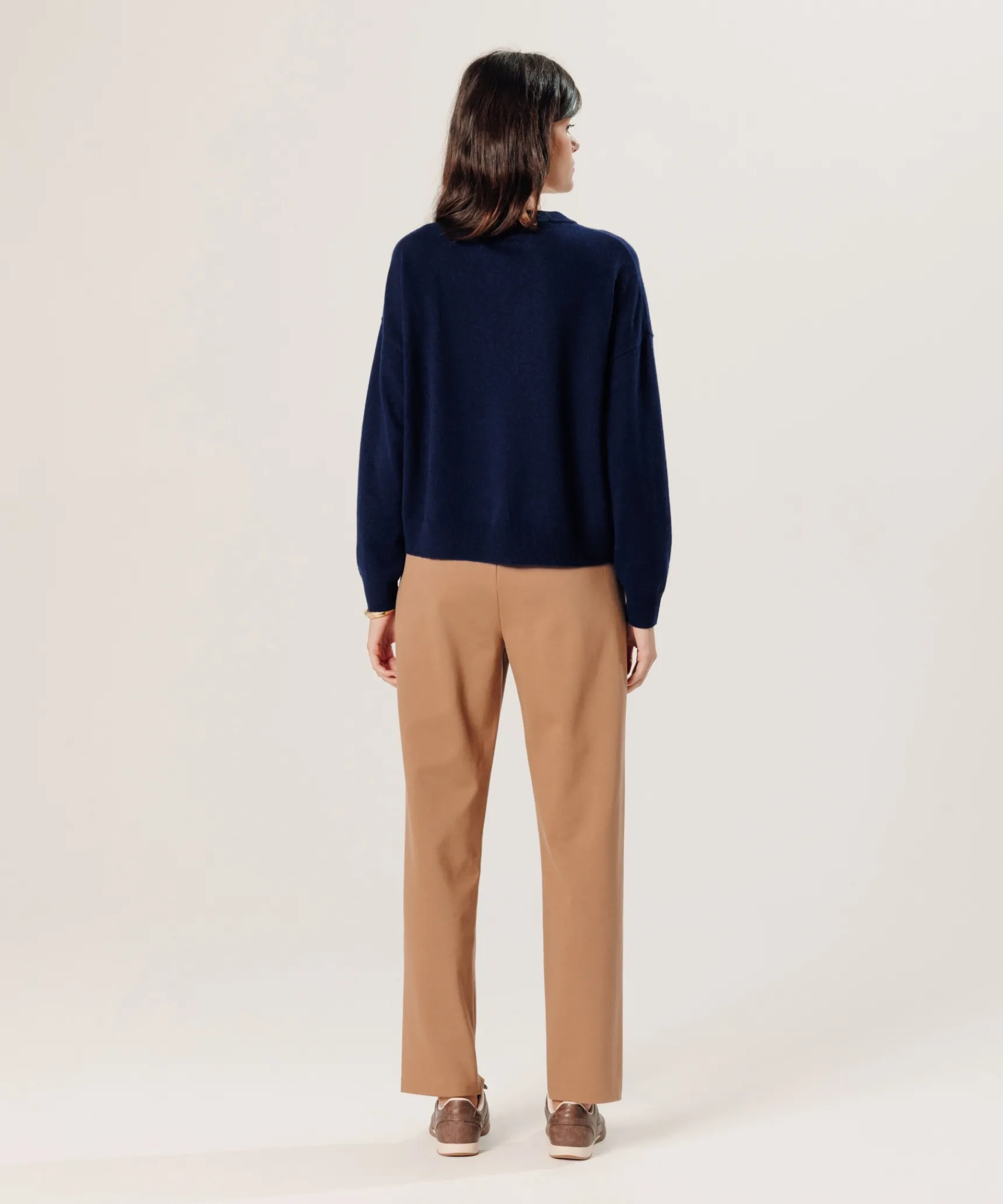 Best Rodier Pull large en cachemire bleu marine