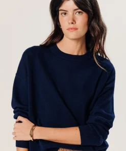 Best Rodier Pull large en cachemire bleu marine