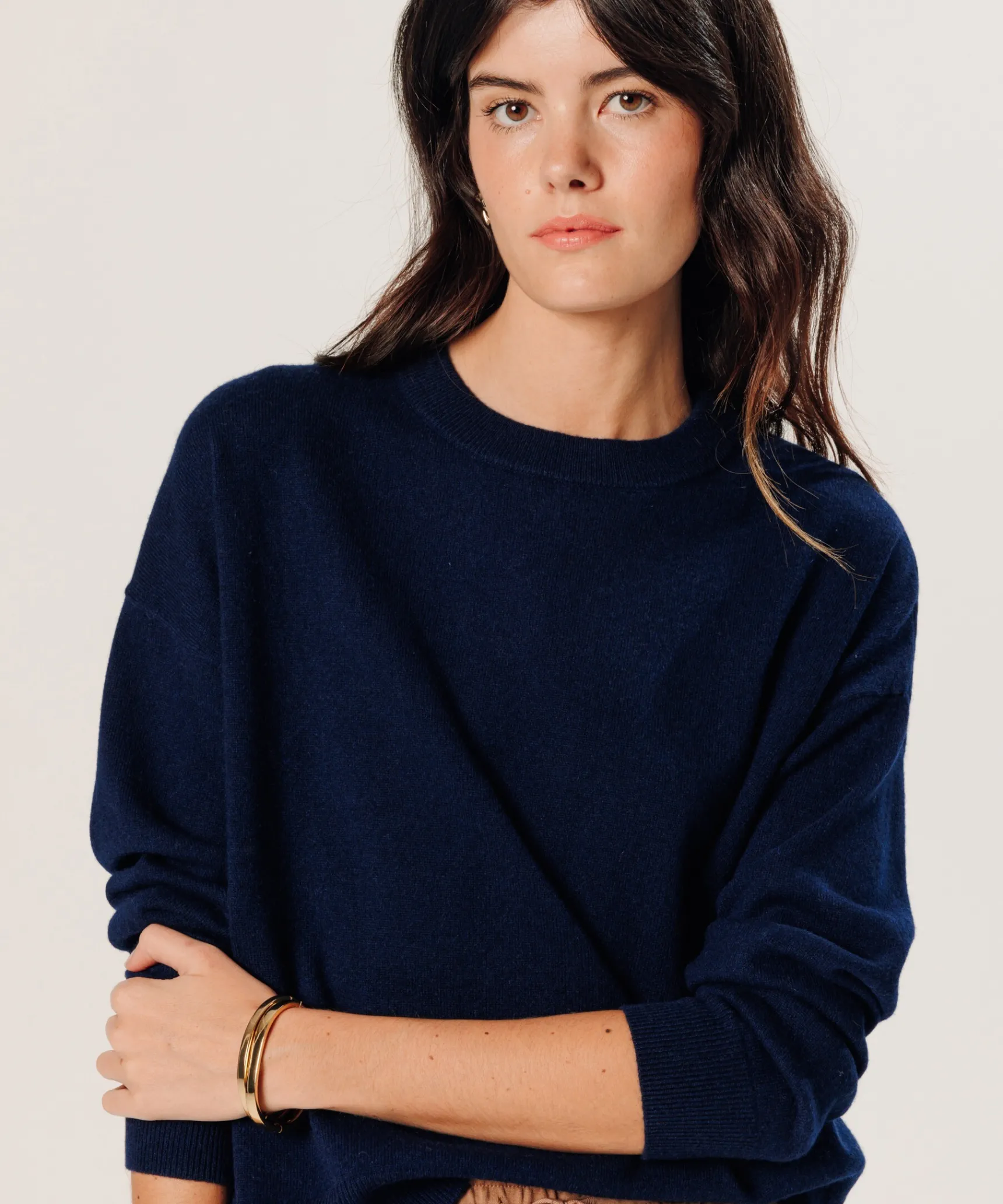 Best Rodier Pull large en cachemire bleu marine