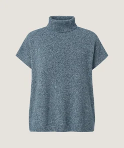 Sale Rodier Pull long col montant manches courtes chiné bleu