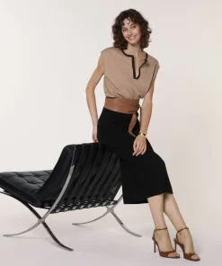 Rodier Pull manches courtes marron moka