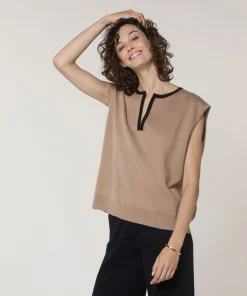 Rodier Pull manches courtes marron moka