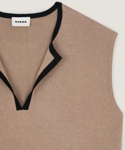 Rodier Pull manches courtes marron moka