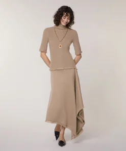 Rodier Pull manches courtes col roulé marron moka