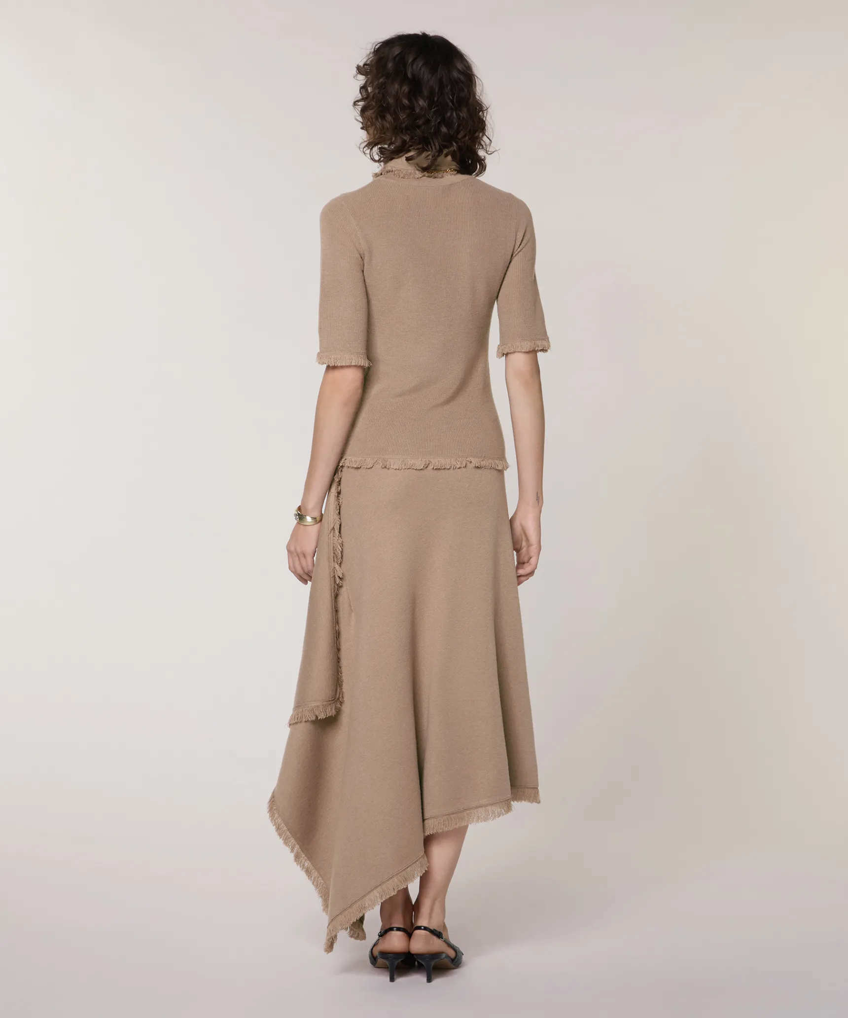 Rodier Pull manches courtes col roulé marron moka