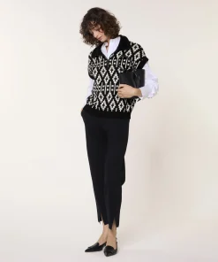 Online Rodier Pull manches courtes jacquard noir