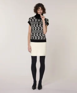 Online Rodier Pull manches courtes jacquard noir
