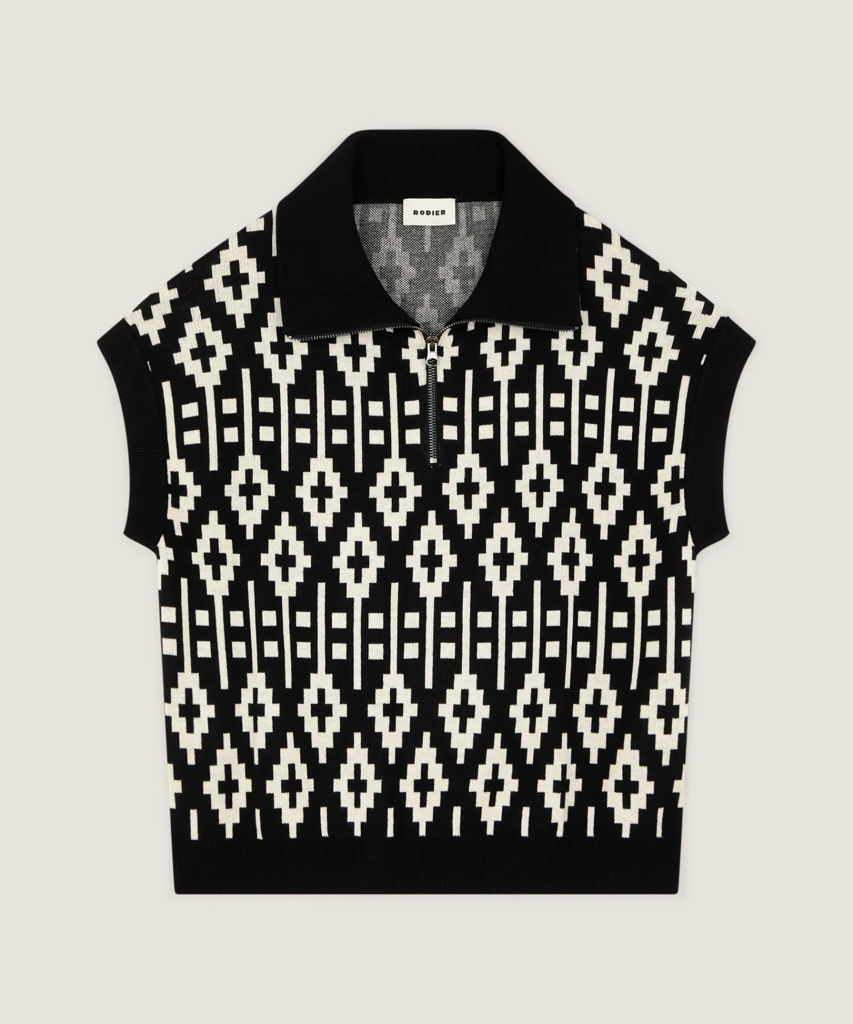 Online Rodier Pull manches courtes jacquard noir