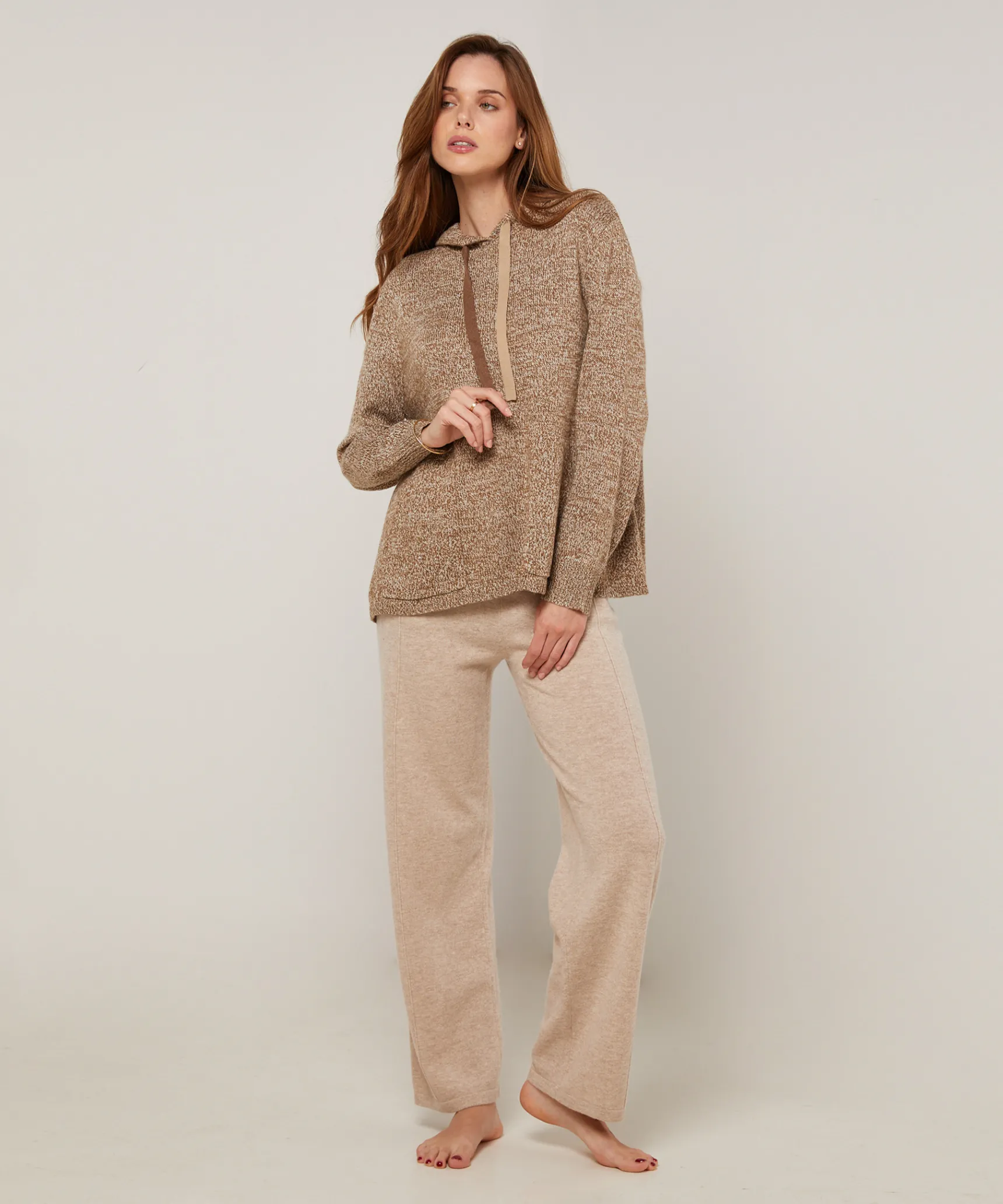 Discount Rodier Pull oversize à capuche chiné marron