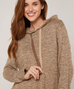 Discount Rodier Pull oversize à capuche chiné marron
