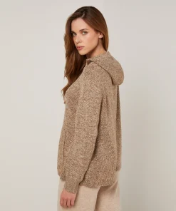 Discount Rodier Pull oversize à capuche chiné marron