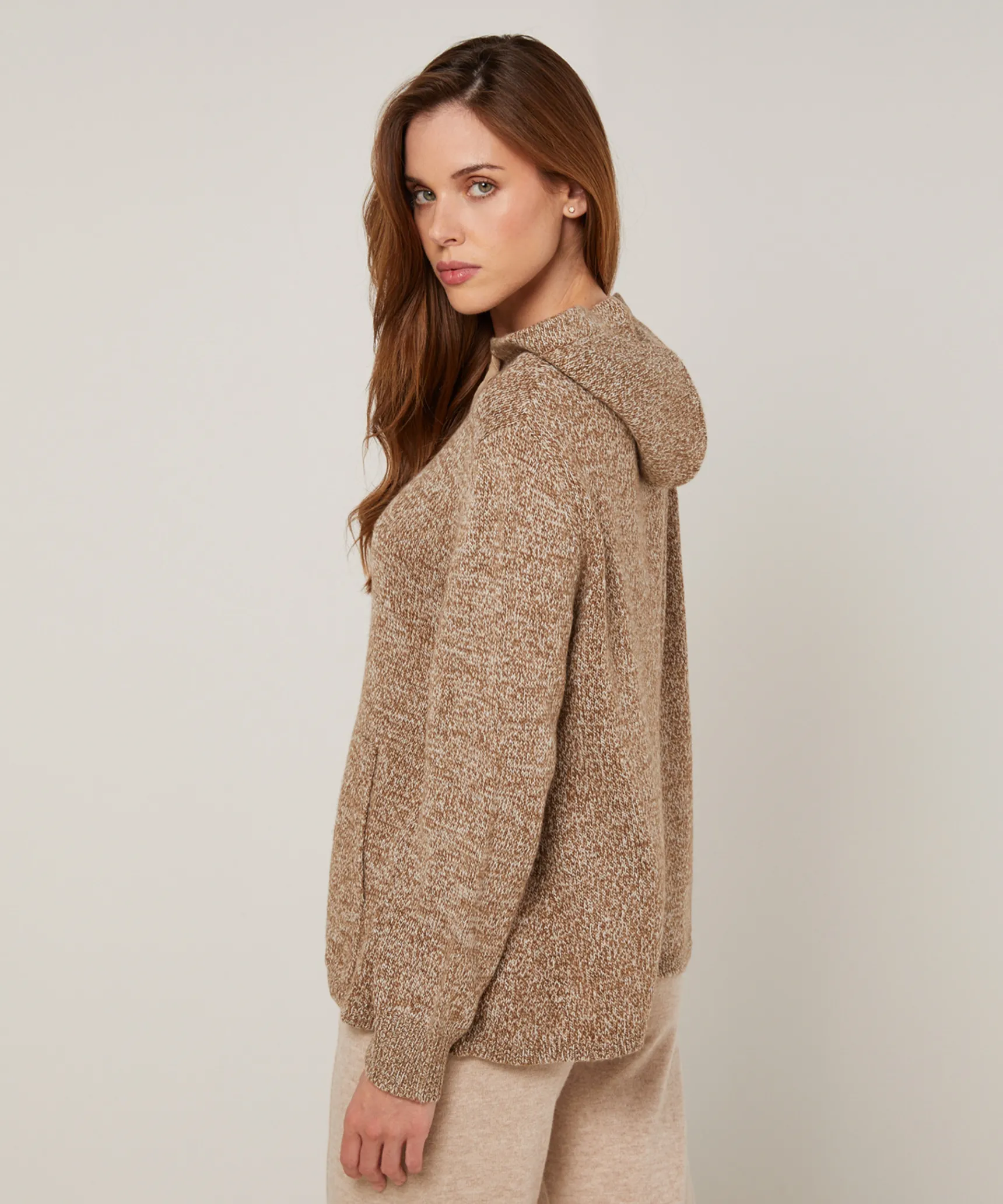 Discount Rodier Pull oversize à capuche chiné marron
