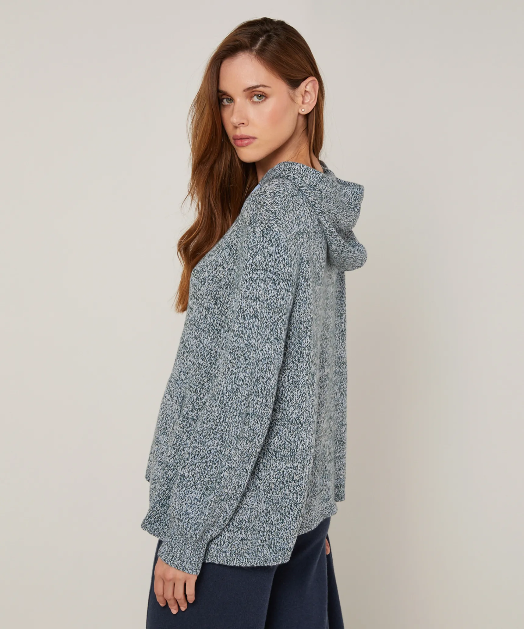 Sale Rodier Pull oversize à capuche chiné bleu