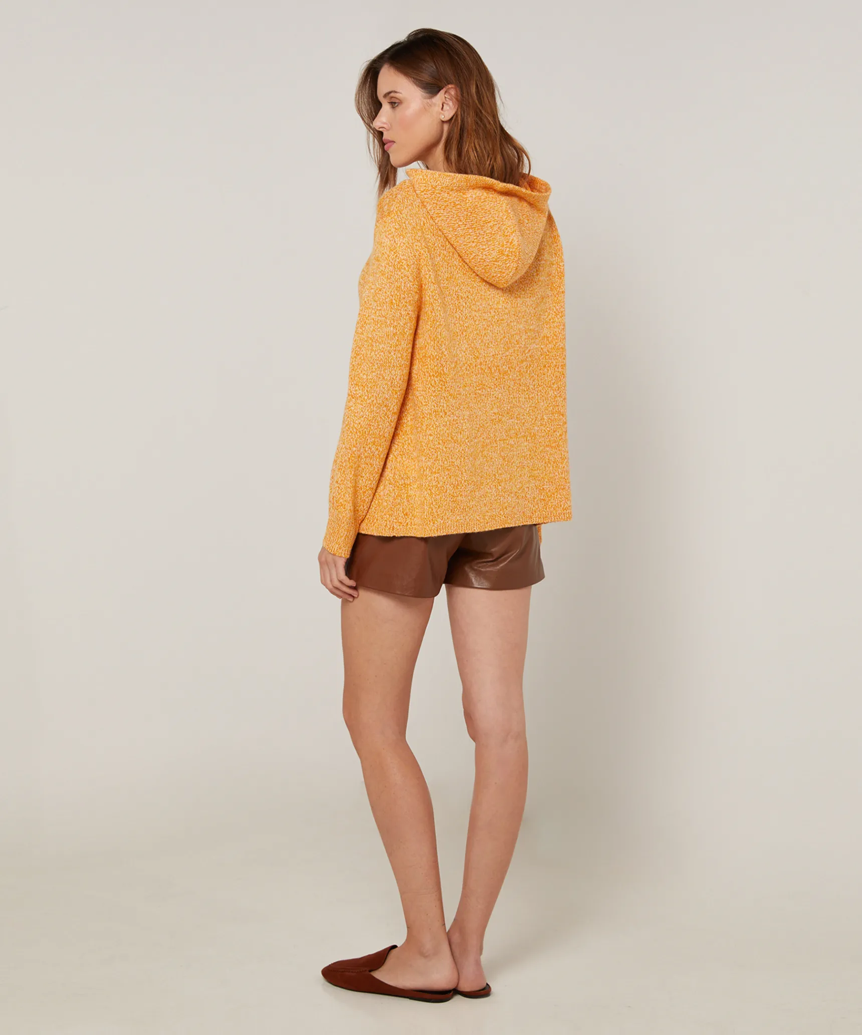 Rodier Pull oversize à capuche chiné jaune