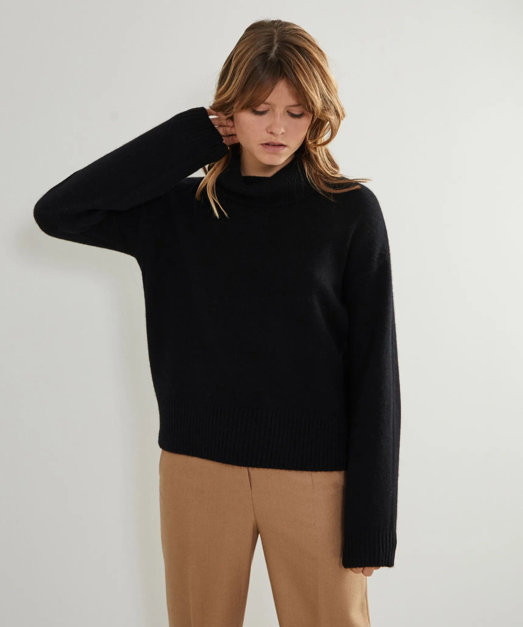Discount Rodier Pull oversize col roulé en cachemire 4 fils noir