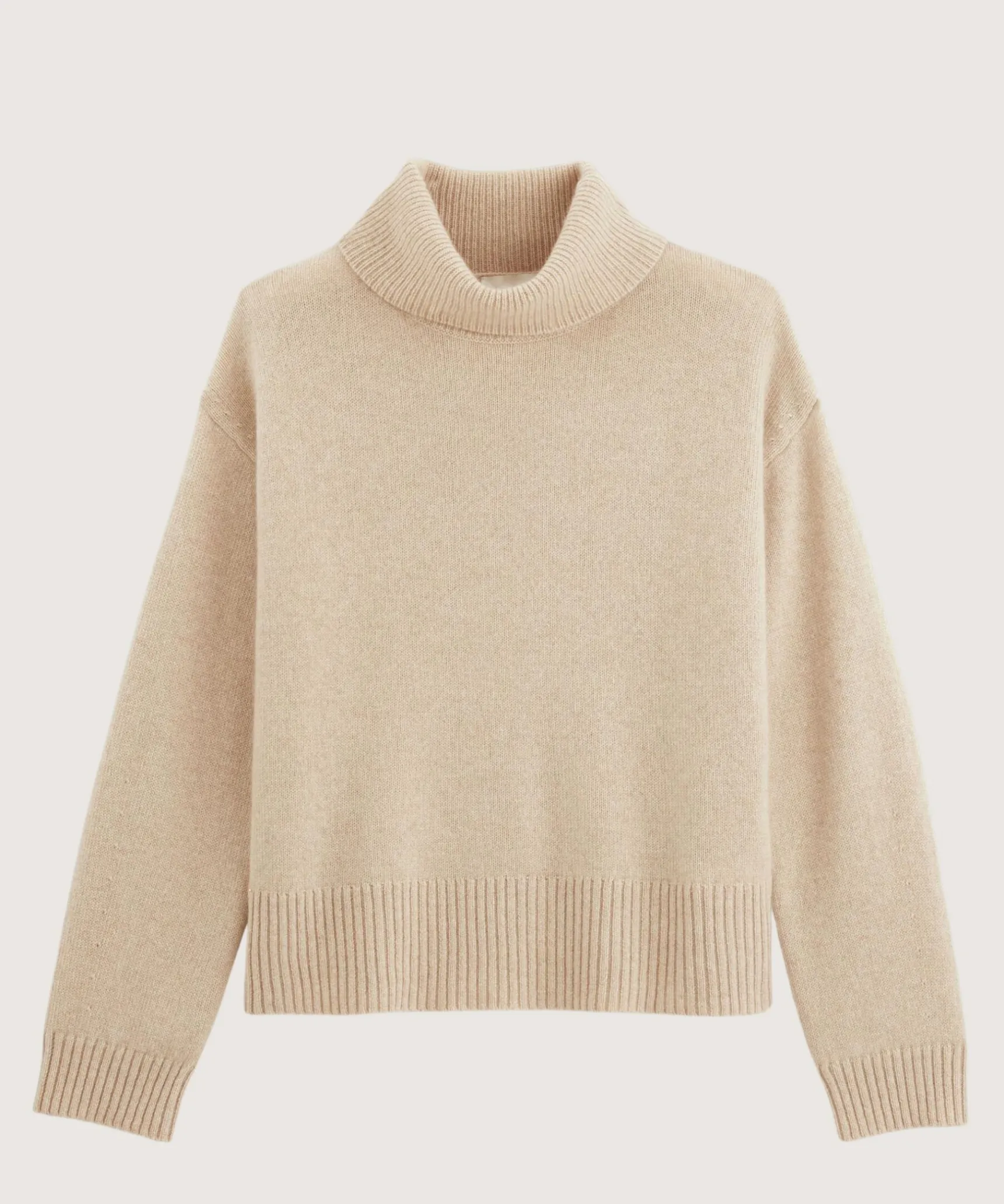 Best Rodier Pull oversize col roulé en cachemire 4 fils beige