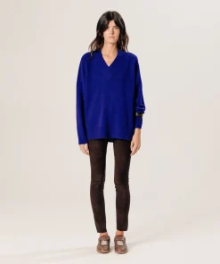 Discount Rodier Pull oversize col V en cachemire bleu outremer