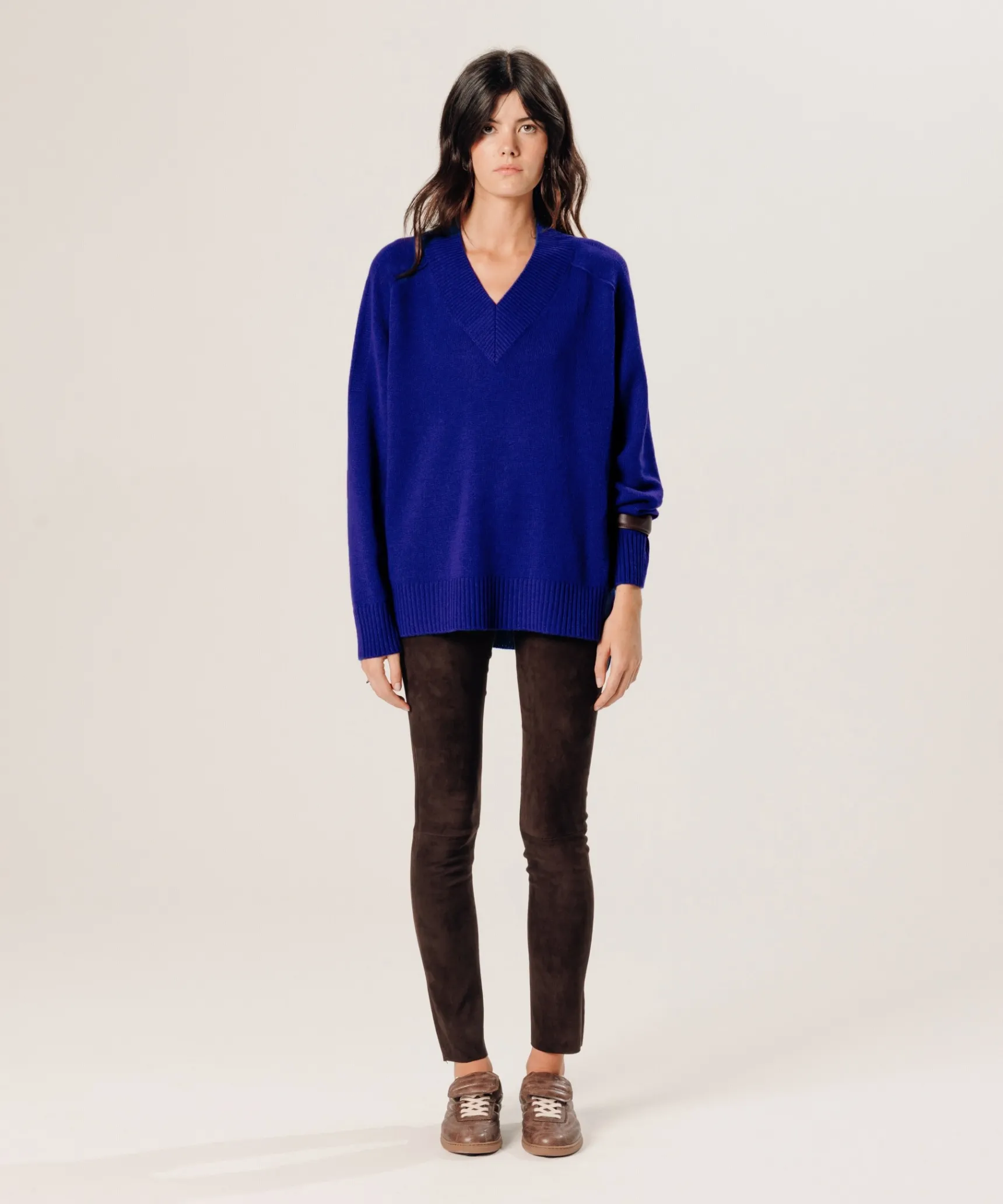 Discount Rodier Pull oversize col V en cachemire bleu outremer