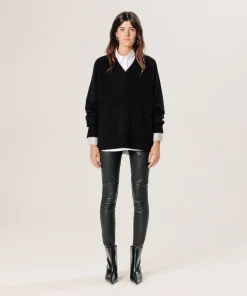 Hot Rodier Pull oversize col V en cachemire noir