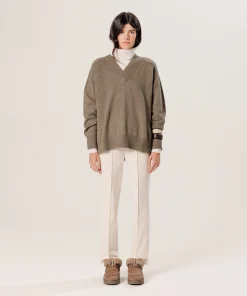 Hot Rodier Pull oversize col V en cachemire beige