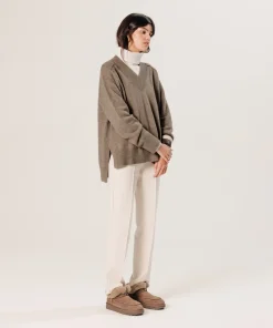 Hot Rodier Pull oversize col V en cachemire beige
