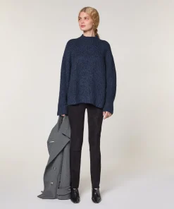 Rodier Pull oversize en grosse maille chiné bleu marine