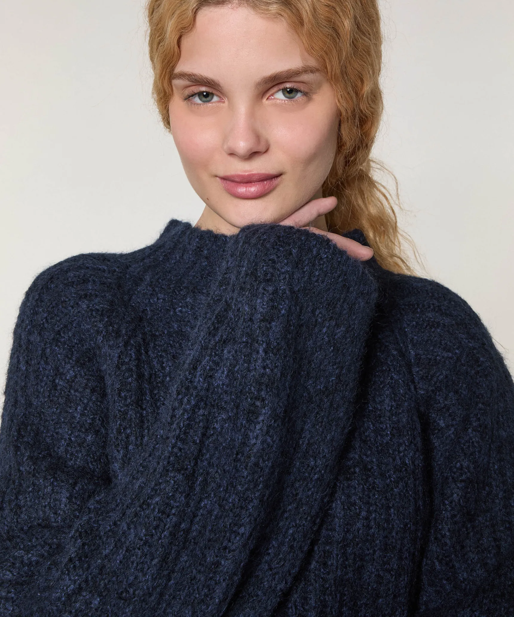 Rodier Pull oversize en grosse maille chiné bleu marine