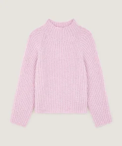 Rodier Pull oversize en grosse maille chiné rose pâle