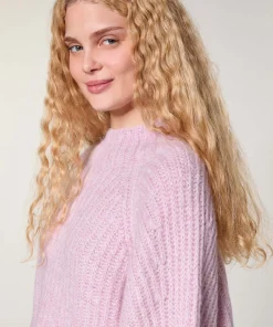 Rodier Pull oversize en grosse maille chiné rose pâle