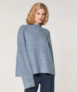 Outlet Rodier Pull oversize en grosse maille chiné bleu