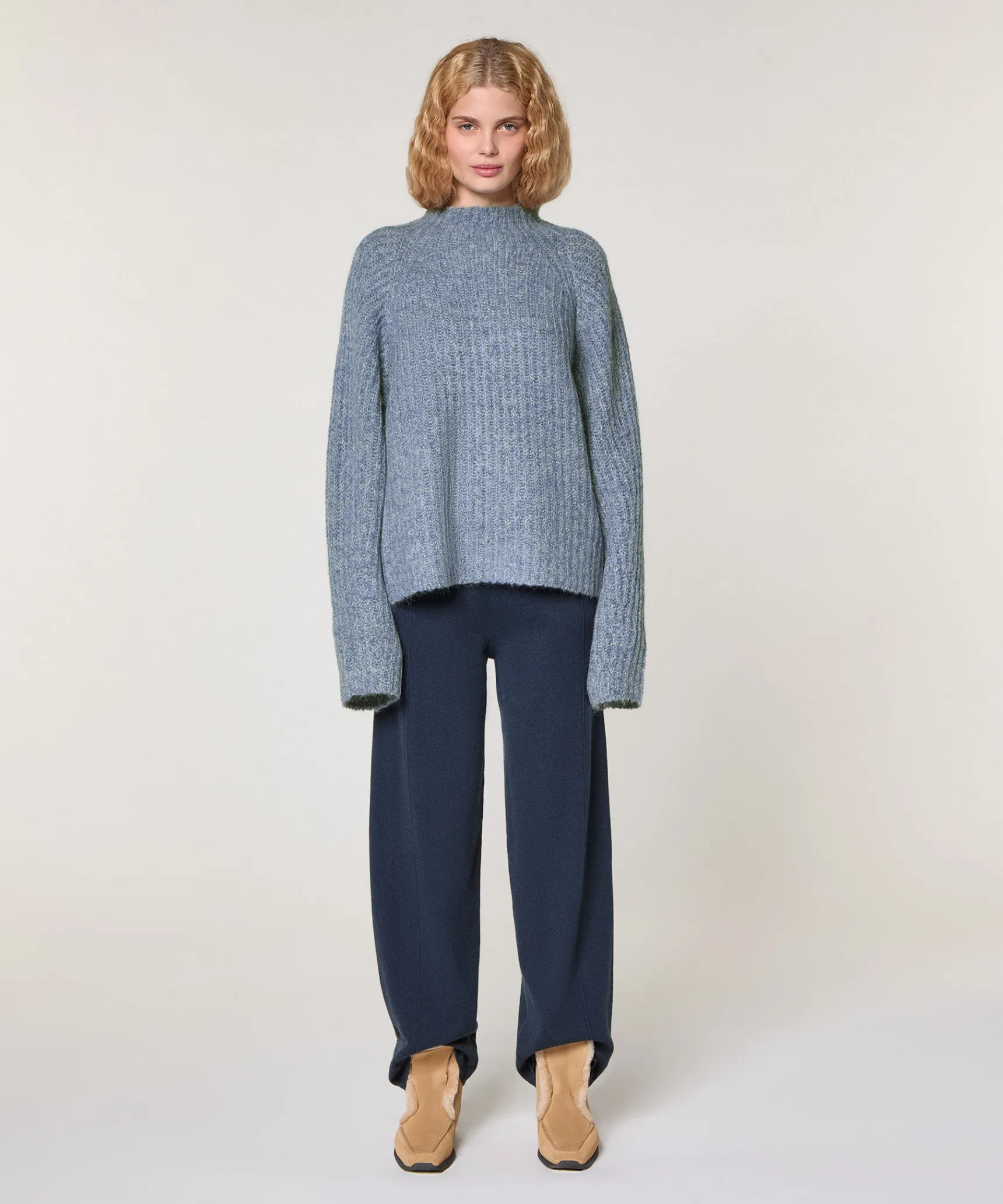 Outlet Rodier Pull oversize en grosse maille chiné bleu
