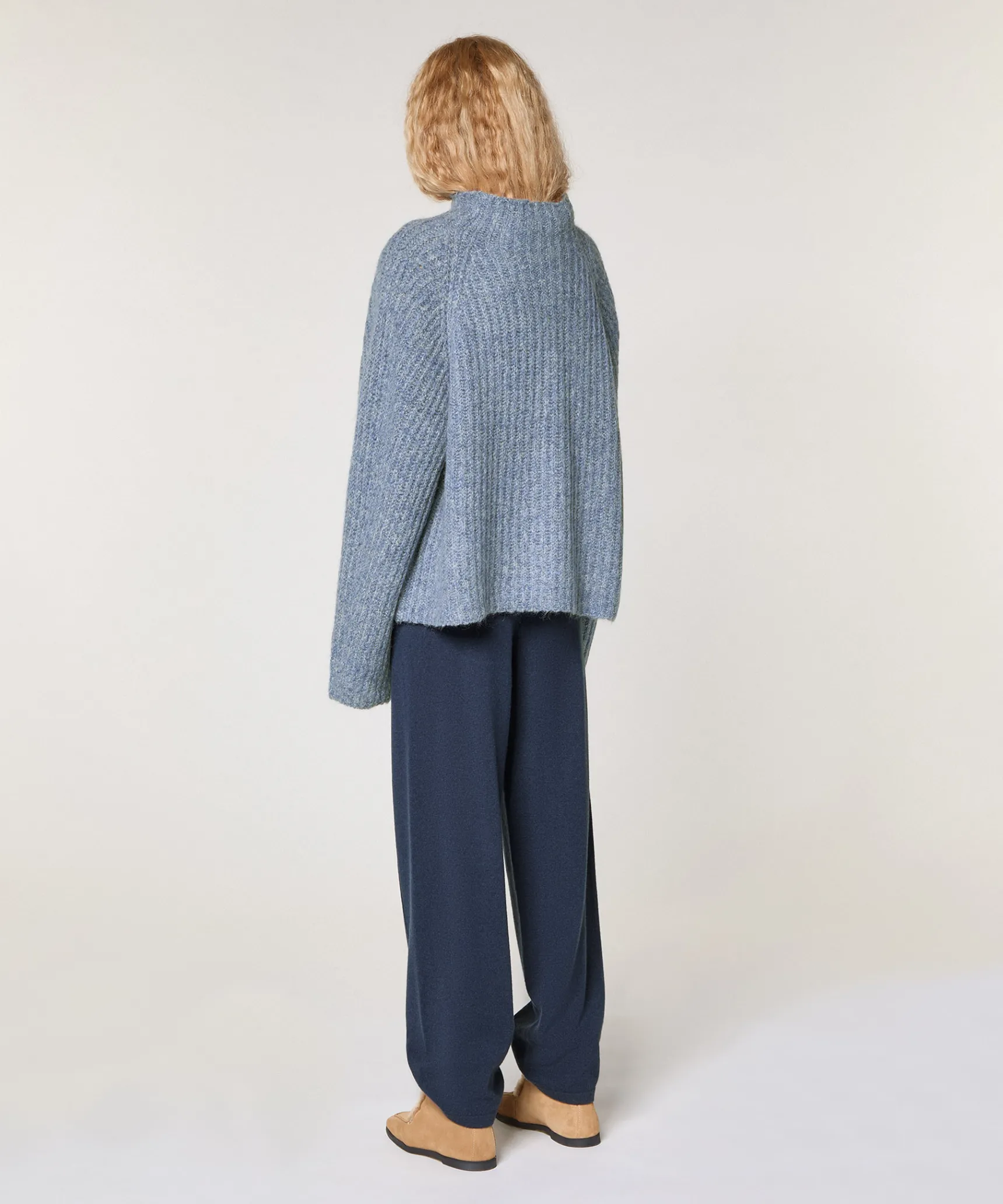Outlet Rodier Pull oversize en grosse maille chiné bleu