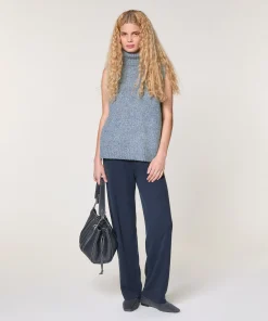 Clearance Rodier Pull sans manches en grosse maille bleu