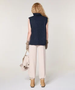 New Rodier Pull sans manches en grosse maille bleu marine