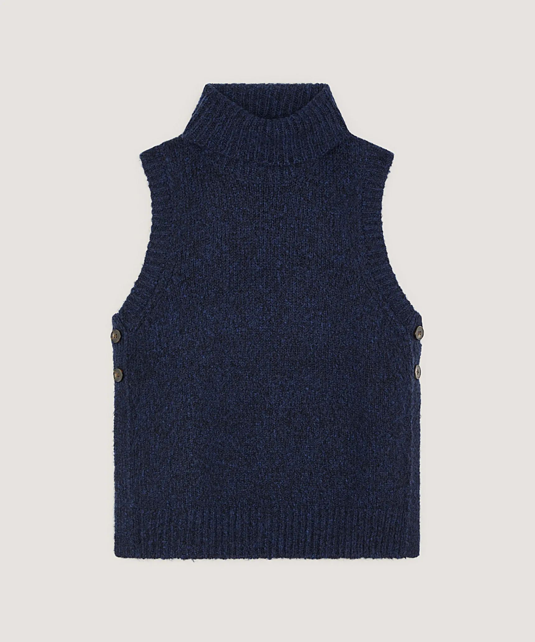 New Rodier Pull sans manches en grosse maille bleu marine