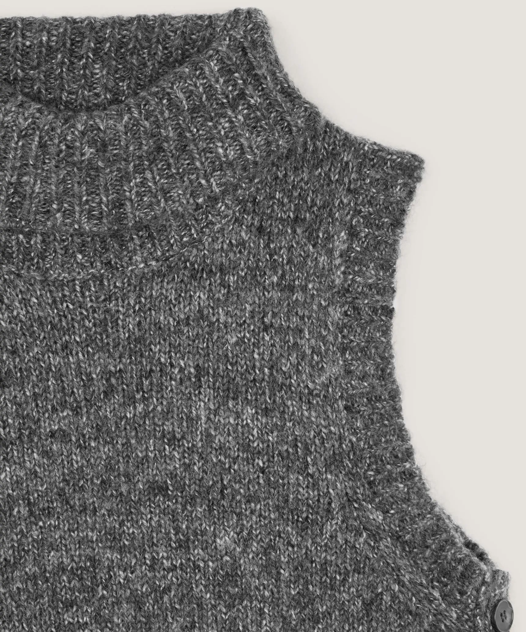 Best Rodier Pull sans manches en grosse maille gris chiné