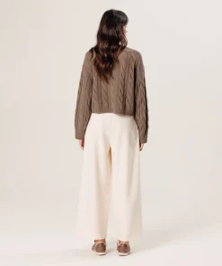 New Rodier Pull torsadé court en cachemire marron havane