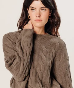New Rodier Pull torsadé court en cachemire marron havane