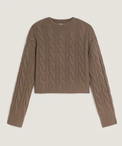 New Rodier Pull torsadé court en cachemire marron havane