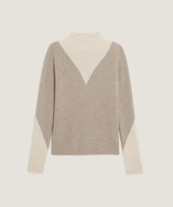 Discount Rodier Pull trompe l'œil en cachemire marron taupe