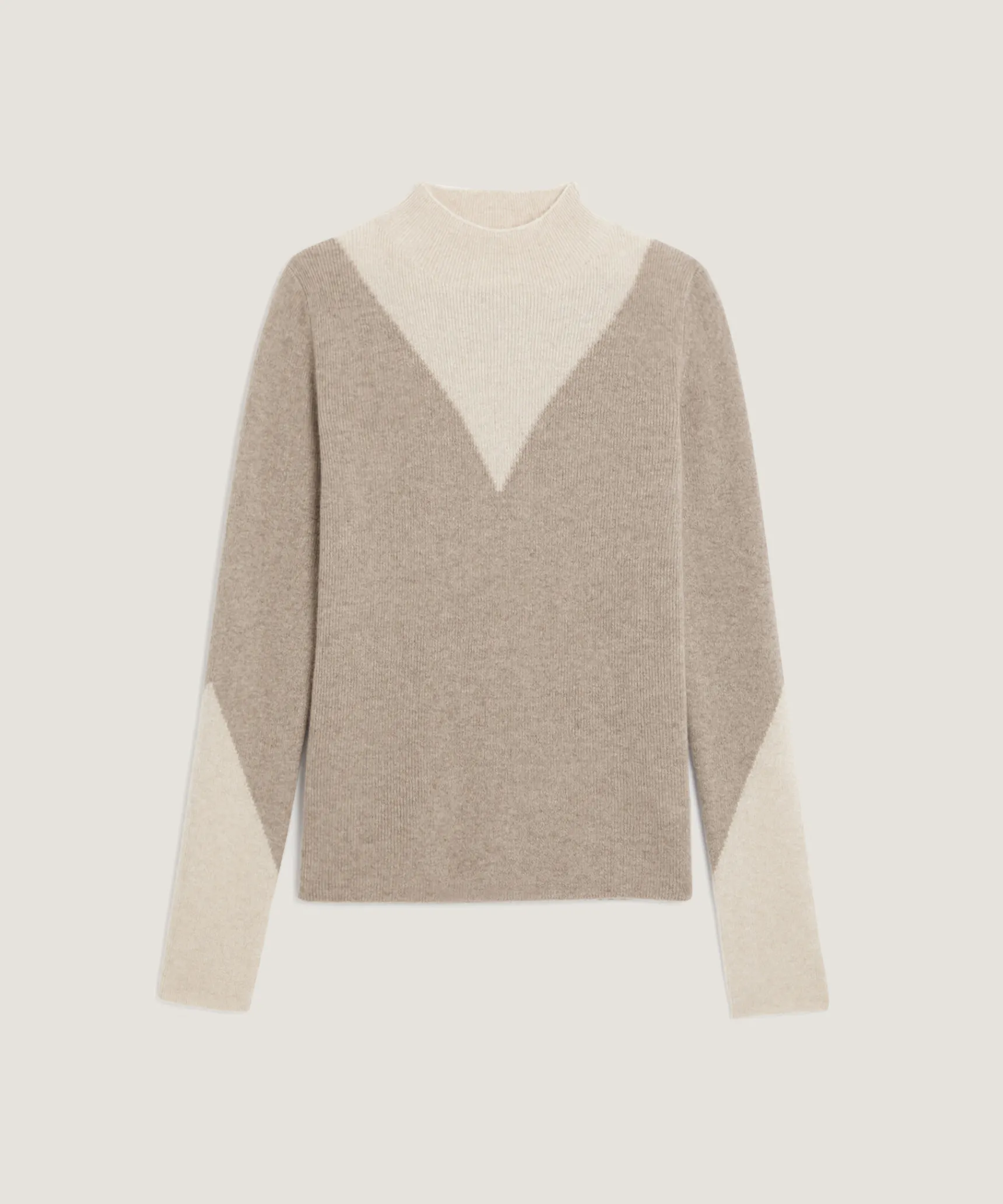 Discount Rodier Pull trompe l'œil en cachemire marron taupe