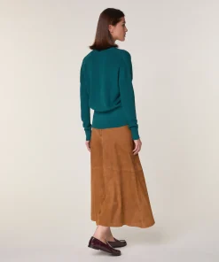 New Rodier Pull trompe l'œil en laine mérinos bleu pétrole